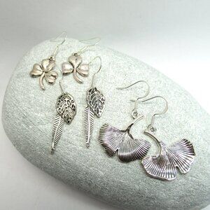 Trio of leaf earrings 7
